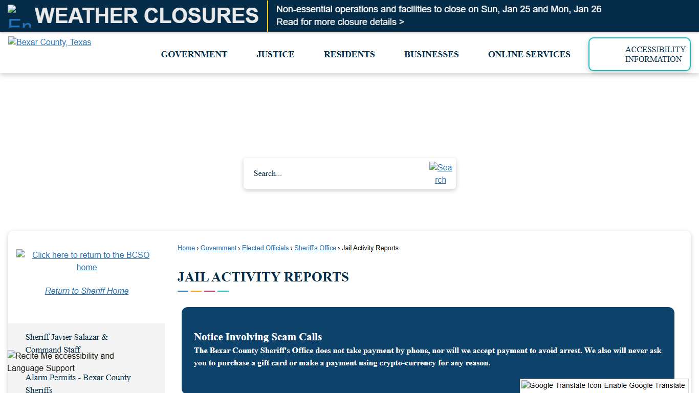 Jail Activity Reports Bexar County, TX - Official Website